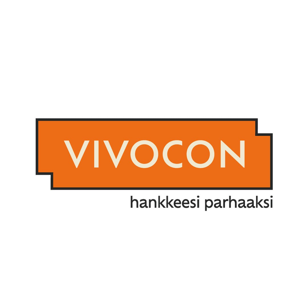 Vivocon logo, jossa alla lukee "hankkeesi parhaaksi".