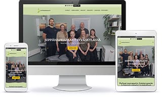 Seppänaprapaatit -verkkosivut Seppänaprapaatit Oy WordPress-verkkosivun esittely eri laitteilla.