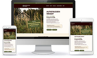 Autiotalojen messut WordPress-verkkosivun esittely eri laitteilla.