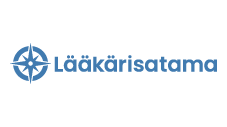 Lääkärisatama logo valkoisella pohjalla sinisellä tekstillä.