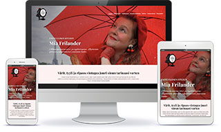 Stylisti Mia Frilander WordPress-verkkosivun esittely eri laitteilla.