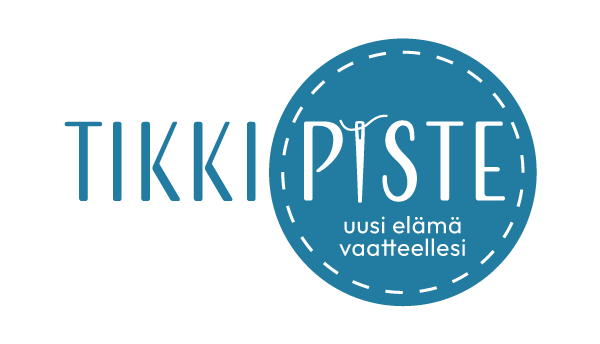Tikkipisteen logo ja slogan uusi elämä vaatteellesi.